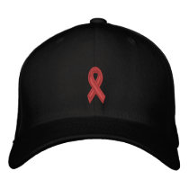 Aids Awareness Ribbon Embroidered Baseball Caps