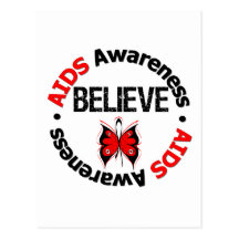 AIDS Believe Grunge Butterfly Post Card