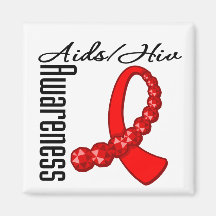 Aids HIV Awareness Gemstone Ribbon Magnet