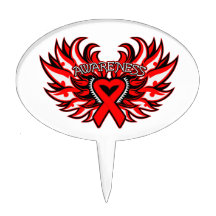 AIDS HIV Awareness Heart Wings Oval Cake Topper