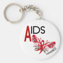 AIDS / HIV Butterfly 3 Awareness Keychains