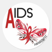 AIDS / HIV Butterfly 3 Awareness Stickers