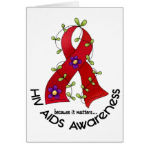 AIDS HIV Flower Ribbon 1 Greeting Cards