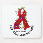 AIDS HIV Flower Ribbon 1 Mouse Pad
