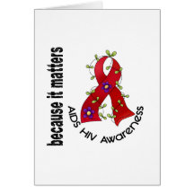 AIDS HIV Flower Ribbon 3 Card
