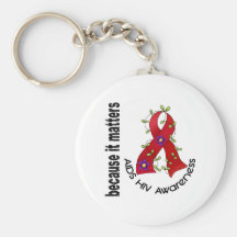 AIDS HIV Flower Ribbon 3 Key Chains