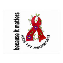 AIDS HIV Flower Ribbon 3 Post Cards
