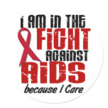 AIDS HIV In The Fight 1 I Care Round Sticker