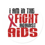 AIDS HIV In The Fight 1 Round Stickers