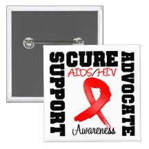 AIDS HIV Support Advocate Cure Buttons