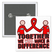 AIDS HIV Together We Will Make A Difference Pinback Buttons