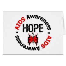 AIDS Hope Grunge Butterfly Greeting Cards