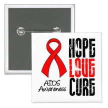 AIDS Hope Love Cure Ribbon Pin