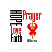 AIDS Hope Love Faith Prayer Cross Postcard