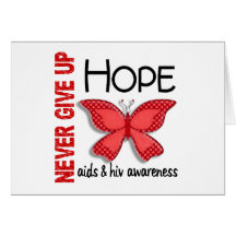 AIDS Never Give Up Hope Butterfly 4.1 Greeting Card