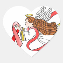 AIDS "Red Ribbon" Awareness Angel Heart Sticker