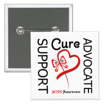 AIDS Support Advocate Cure Pinback Buttons