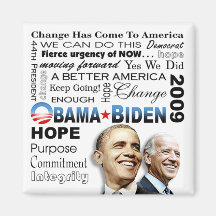 Aimant de collage d'Obama Biden (blanc)