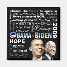 Aimant de collage d'Obama Biden (noir)