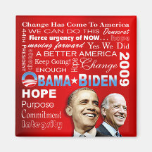Aimant de collage d'Obama Biden (rouge)