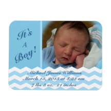 Aimant de faire-part de naissance de garçon de mot magnets rectangulaires