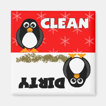 Aimant propre/sale de pingouin mignon de lave-vais