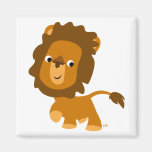 Aimant satisfait de lion de bande dessinée aimants