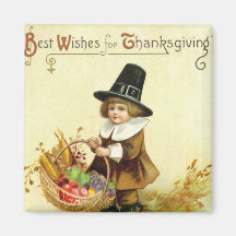 Aimant vintage de carré de thanksgiving
