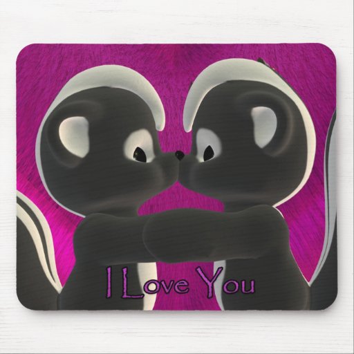 aimez-vous, en embrassant des mouffettes mignonnes tapis de souris