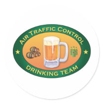 Air Traffic Control Drinking Team Round Sticker
