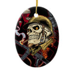 Airborne Marine Corps Parachute Skull by Al Rio Ornaments