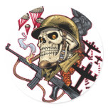 Airborne Marine Corps Parachute Skull by Al Rio Sticker