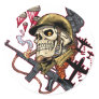Airborne Marine Corps Parachute Skull by Al Rio Sticker