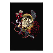 Airborne or Marine Paratrooper Skull with Helmet Photo Print