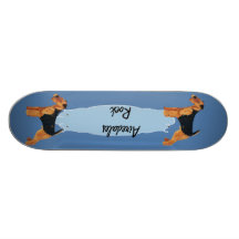 Airedale Terrier Blue Dogwood Skateboard
