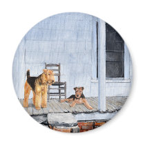 Airedale Terriers on the Veranda Magnet