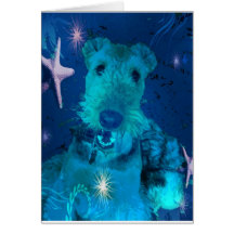 Airedale~ underneath the deep blue sea! greeting cards