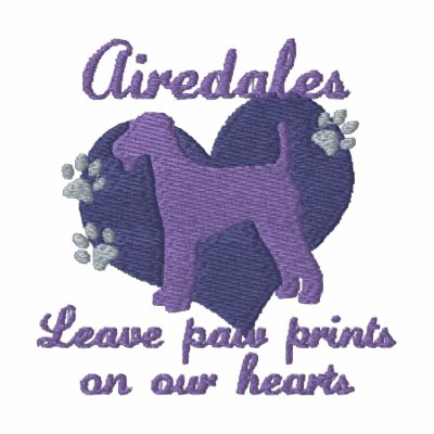 Airedales Leave Paw Prints Purple Polo Shirt by MenagerieMayhem