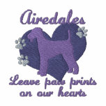 Airedales Leave Paw Prints Purple embroidered shirts