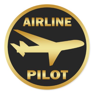 AIRLINE PILOT ROUND STICKER by dgpaulart
