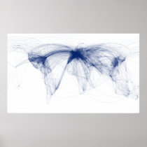 Airline Routes of the World (Blue) - August 2010 Print