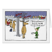 Airline "Sleigh Security"  Funny Christmas Cartoon Greeting Cards