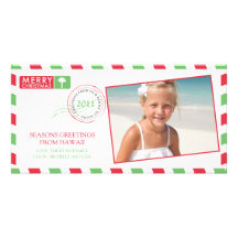 Airmail Holiday Greeting Card Personalized Photo Card