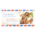 Airmail Summer Beach Save the Date Couple Photo Picture Card
