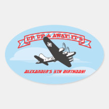 Airplane BIrthday Party Stickers with clouds