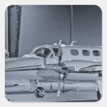 Airplane "black white" photo picture HDR T-Shirt Square Stickers