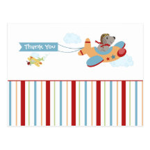 Airplane dog pilot boy's thank you postcard