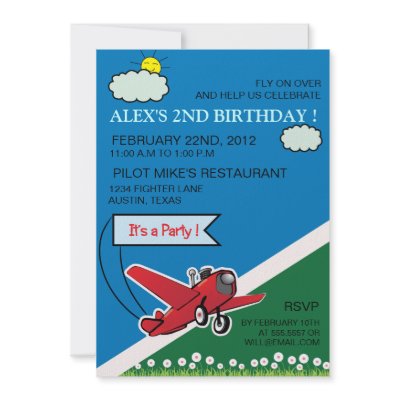 Airplane Landing - kids birthday invitation by kidspartycards