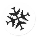Airplane Snowflake Round Sticker