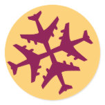 Airplane Snowflake Round Sticker
